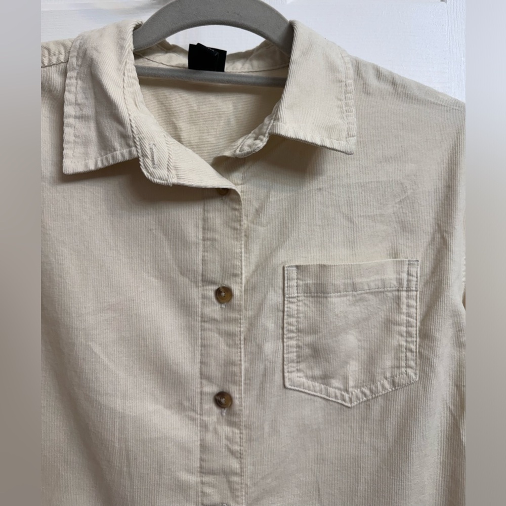 Corduroy! NEW Girl's Art Class Ivory Soft Corduroy Button Up Long Sleeves Shirt - Picture 5 of 14